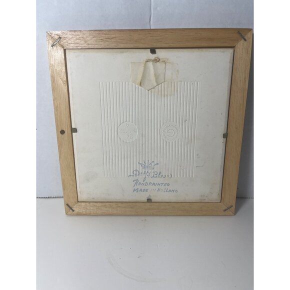 Delft Holland Blue & White Framed Hand Painted Tile 7”x7” - Picture 4 of 6